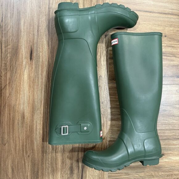 Hunter Forest Green Women's Original Tall Rain Boots Size 8 - Picture 4 of 8